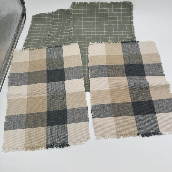 Vintage 90s Placemats Lot Of 10 Southwestern Monstera Plaid Cotton Table - Picture 9 of 16